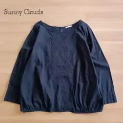 コットン100% 刺繍 ブラウス シャツ STUDIOUS 美品 ネイビー5分袖 
