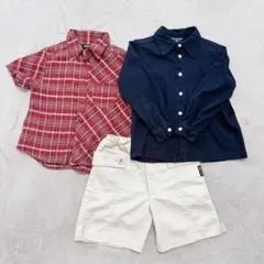 コムサ 半袖シャツ・長袖シャツ・ショートパンツセット 100-110cm