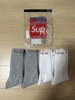 Supreme Hanes Crew Socks White/Gray