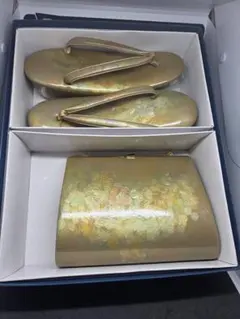 和装 礼装 フォーマル 草履とバッグのセット ゴールド系 花柄