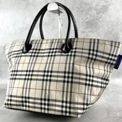 【美品✨】バーバリーブルーレーベル ノバチェック 船型 トートバッグ ベージュ
