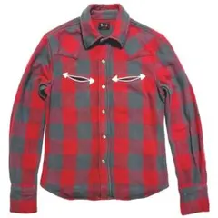 Lee ウエスタンフランネルシャツ レッド×グレー パール調スナップボタン