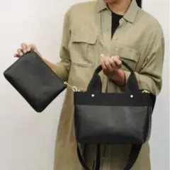 カシュカシュ※訳あり テープディテール2wayパーテーショントート　ブラック