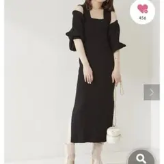 Chico 5分袖リボンリブボレロ+タンクロングワンピースSET