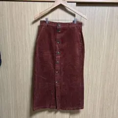 GUコーデュロイ タイトスカート ブラウンXL