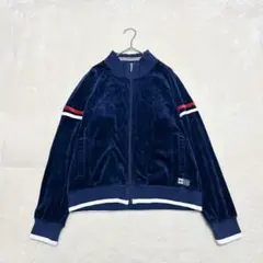 yt274 良品✨ケイパ ベロアトラックジャケット ジャージ 紺 モックネックのサムネイル