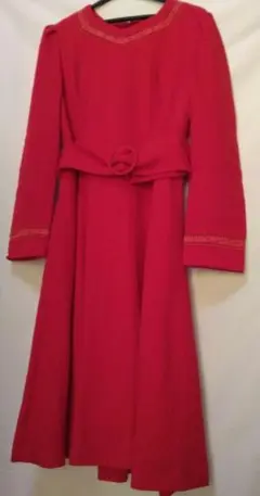 【昭和レトロ】70s ヴィンテージ　ワンピース　レッド　花咲