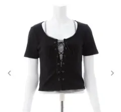 イング、キャミレイヤード風リブレースアップトップス