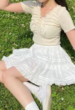 新品未使用【ada.】♡ギャザーフリルチュールミニスカート&レースキャミワンピ♡