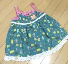 新品　プリント　フリル　可愛い　キャミソール　グリーン　130のサムネイル