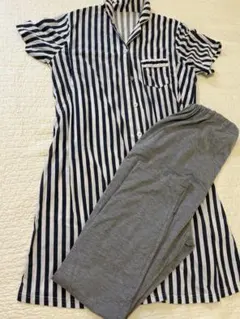 マタニティパジャマ　半袖　長ズボン　セット　L-LL