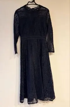 未使用　ネイビー レース パーティードレス Aライン