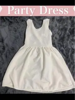 フレンチガーリー　リボン　クロス　バックオープン　ワンピース　オフホワイト