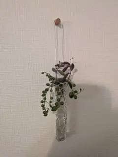 試験管の一輪挿し ワイヤークラフト 壁掛け 亀甲編み ハンドメイド