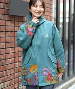 GO SLOW CARAVAN(M)コットンナイロンパネル刺繍モッズコートブルー