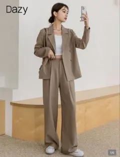 Dazy ✨️ベージュ 無地ジャケット＆パンツ SHEIN XL