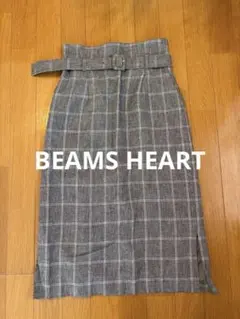 【美品】グレー系チェック タイトスカート ベルト付き