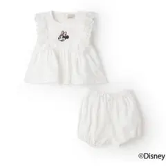 新品　プティマイン　ミニーちゃんフリル付きチュニック パンツ セットアップ