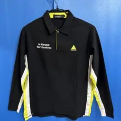 le coq sportif ゴルフコレクション M 黒/黄色 長袖ポロシャツ