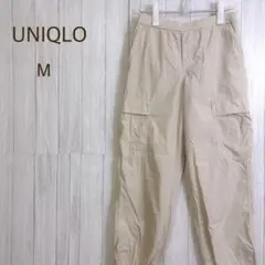 ユニクロ　カーゴパンツ　M　ベージュ　裾ドロスト　イージーパンツ　ウエストゴム