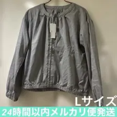 【新品タグ付き】しまむら　ギャザージップアップブルゾン　グレー　Lのサムネイル