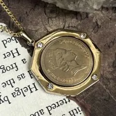 ヴィンテージ コイン ネックレス 1990年 エリザベス2世 イギリス ゴールド
