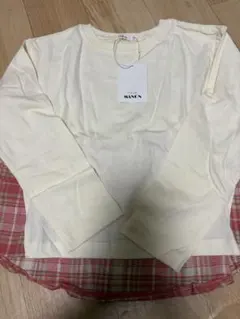 PAIR MANON ペアマノン チェック柄ドッキング長袖Tシャツ 120cm