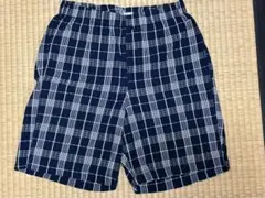新品無印良品 ネイビーチェック柄ショートパンツ メンズS ユニクロ ハーフパンツ