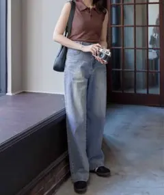 新品未使用★ CHAN ME チャンミ ウエストボタンデニムワイドパンツ