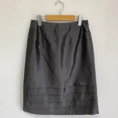 【Bluebell/ブルーベル】光沢　スカート　ひざ下【40】日本製　グレー系