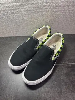 Vans ブラック/グリーンチェック スリッポン