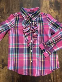 4歳　ラルフローレン　フリル　シャツ　ピンク