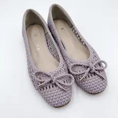 ✨美品✨DIANA メッシュ編み バレエフラットシューズ パープル 22.5cmのサムネイル