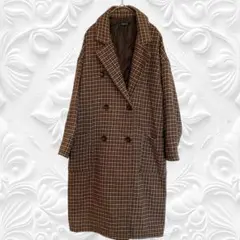 【M】SUREVE ❤️ チェック柄 ロングコート　ゆったりめ