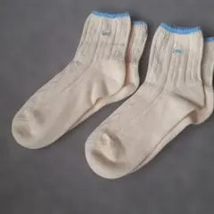 【新品2足セット】Lee クリーム色 リブ編みソックス 23~25