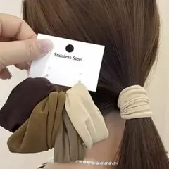 592)幅広 ヘアゴム 髪ゴム シュシュ4個セット