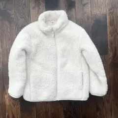 【美品】UNIQLO ファーフリースジャケット 120cm オフホワイト