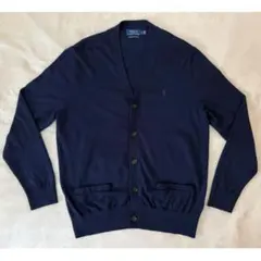 【美品】POLO Ralph Lauren メリノウール カーディガン紺Ｌサイズ
