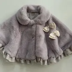 プティマイン　ファーポンチョ　ケープ70 80 ベビー　女の子用　コート　リボン