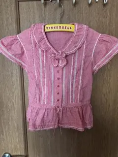BABYPINKHOUSE 赤チェック柄半袖ブラウス　サイズＬ　ピンクハウス