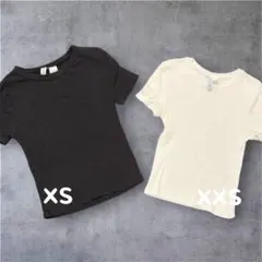 H&M リブTシャツ 2枚セット XS XXS