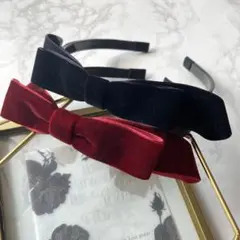 【170】ベルベットダブルリボン♡選べるカラー/カチューシャ