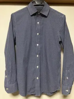 BANANA REPUBLIC ノンアイロン チェックシャツ S ネイビー