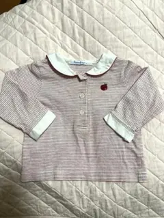 familiar トップス80 赤ストライプ