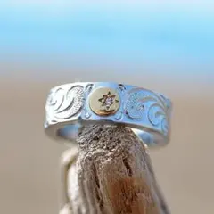 ハワイアンジュエリー リング 指輪 リング太陽 サン スクロール 波刻印対応可