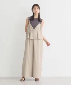 ペプラム ロンパース サロペット ワイド リラックス オールインワン