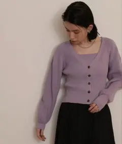ナチュラルビューティーベーシック カーディガン M パープル 紫