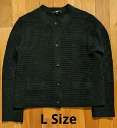 【美品】UNIQLO　ショートニットジャケット　ブラックL