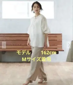 GLACIER lusso ８分袖細リボンブラウス　M