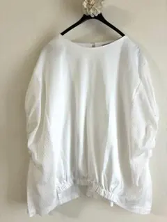 DAMA collection 半袖プルオーバー/ホワイト 1部透け感あり Ｌのサムネイル